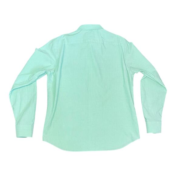 UNTUCKit Men’s Large Green Pinstripe Button-Up Shirt Cotton Linen - Picture 5 of 9